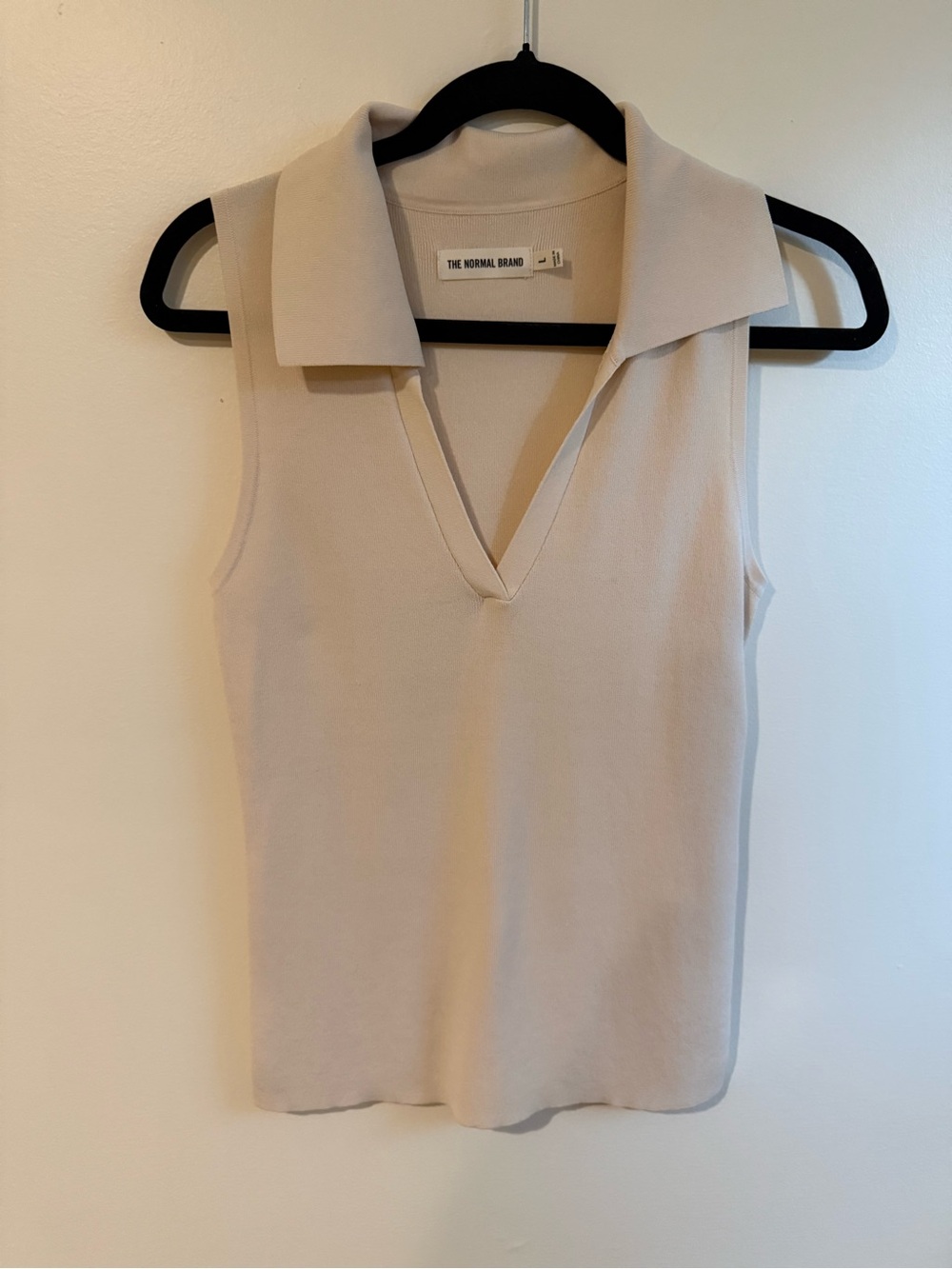 The Normal Brand Sleeveless V-Neck Polo Tank - Cream